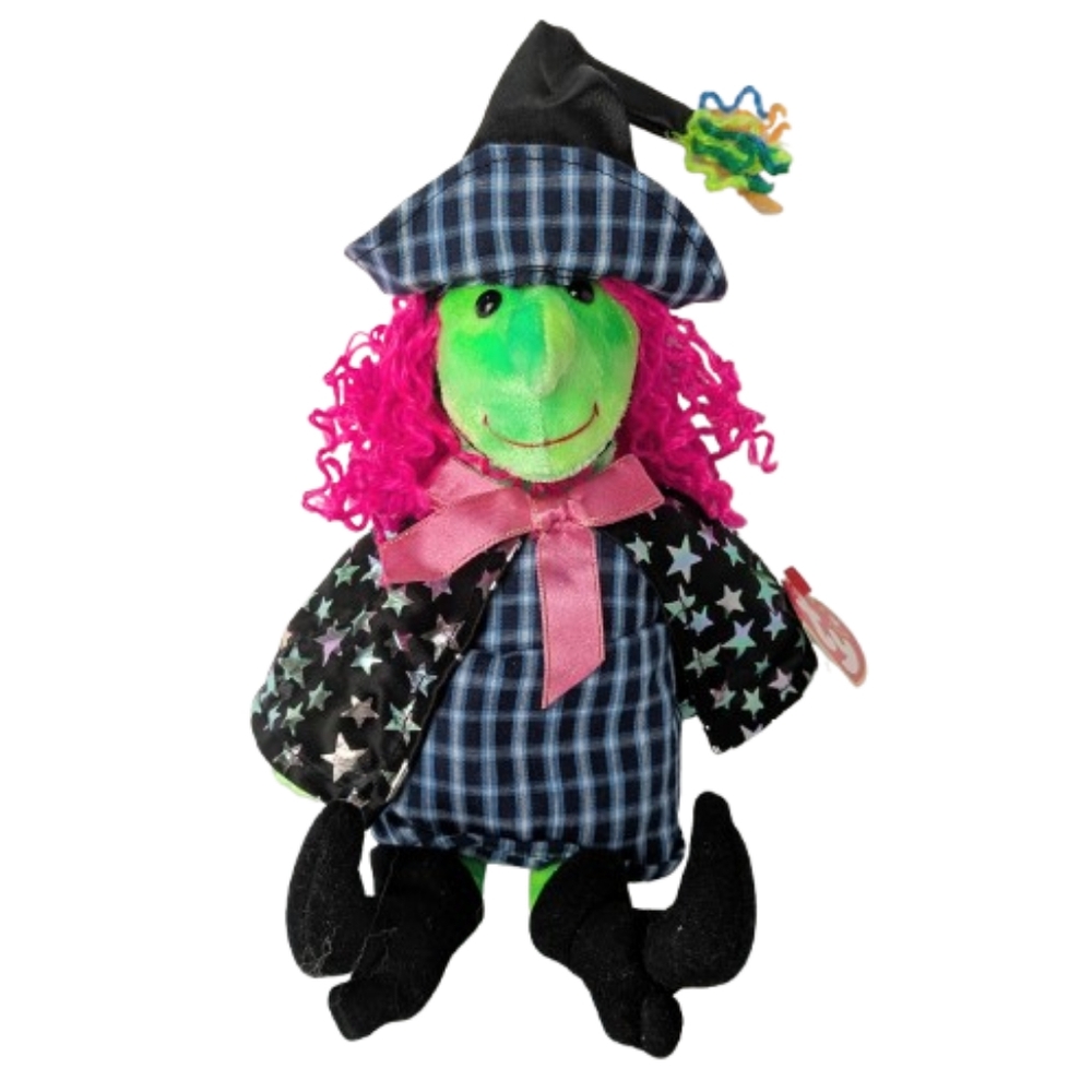 Vintage Halloween TY Beanie Babies Scarry Witch Plush Toy Colorful Bright Shiny